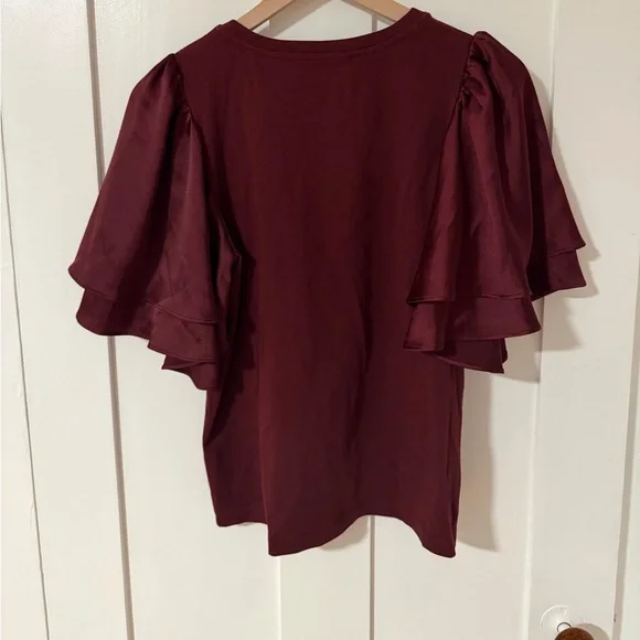 English Factory Deep Red Puff Sleeve Blouse NWOT - Picture 2 of 4